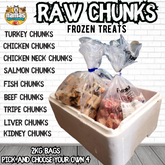 Frozen RAW Meat Chunks Treat Dogs Cats 8kg Box PICK OR MIX YOUR OWN 2kg Bags